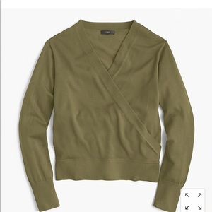 NWT JCrew wrap sweater Olive Green Sz L